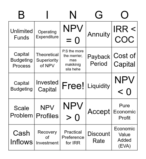 BA 142 - C.10 Bingo Card