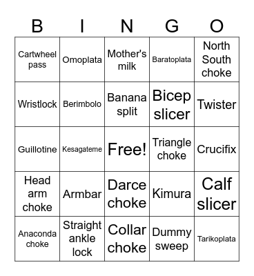 Monthly Masters Bingo Card