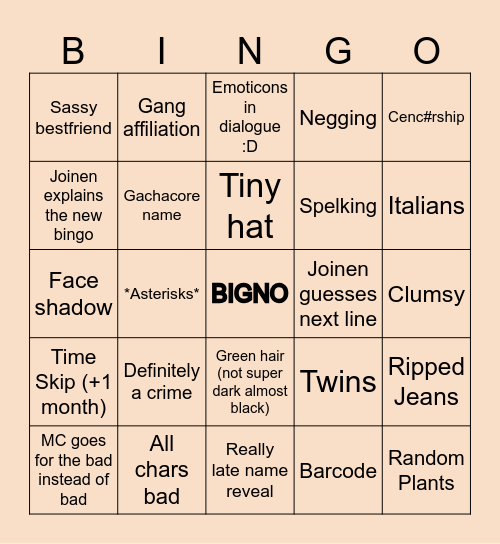 Shipped with my Enemy Bingo Card