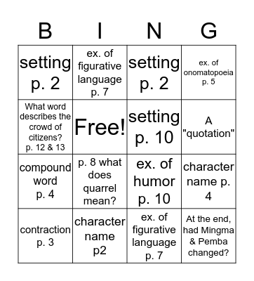 The Trial- A Folktale from Tibet Bingo Card