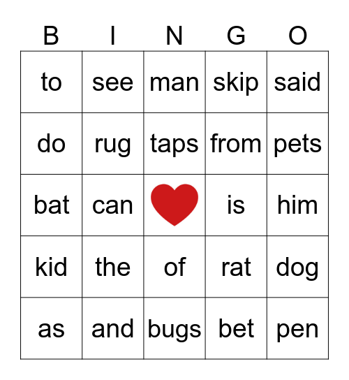 Valentine's Day Bingo Card