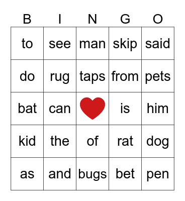 Valentine's Day Bingo Card