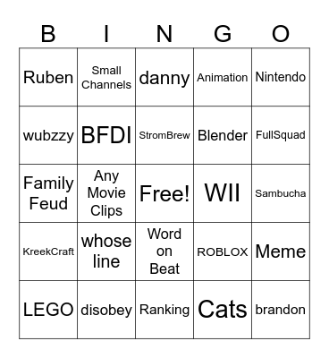 YouTube Shorts Bingo Card
