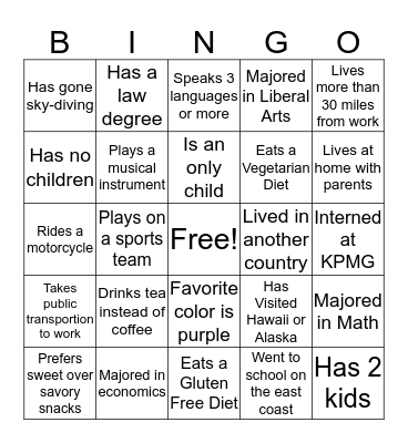 SALT Boot Camp II Ice Breaker Bingo Card