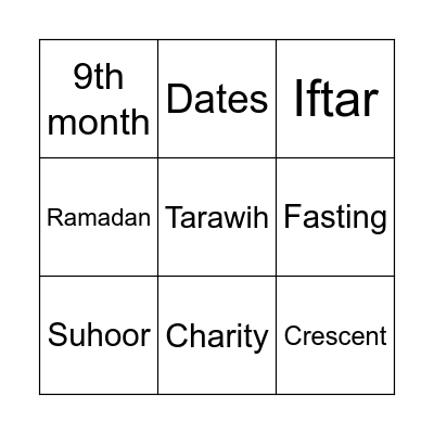 Ramadan Bingo Card