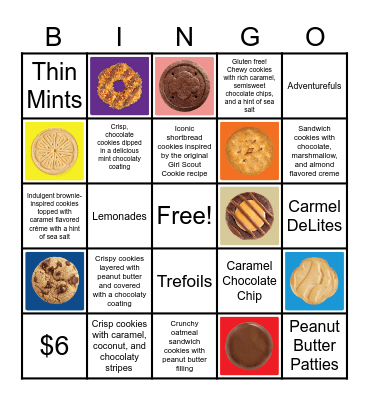 Girl Scout Cookie BINGO Card