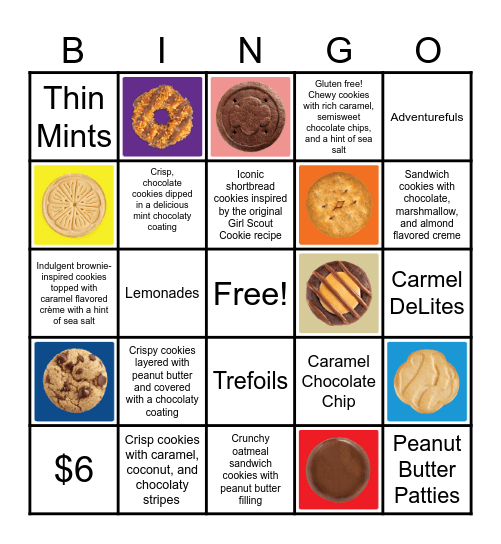 Girl Scout Cookie BINGO Card