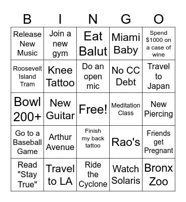 2026 Bingo Card