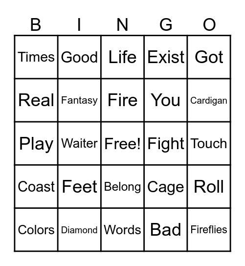 Music Bingo Card