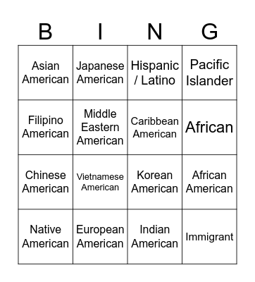 People in the U.S. Bingo Card