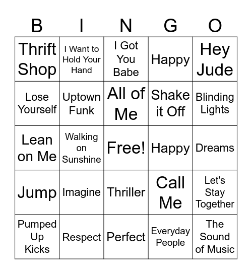 Music Bingo Card