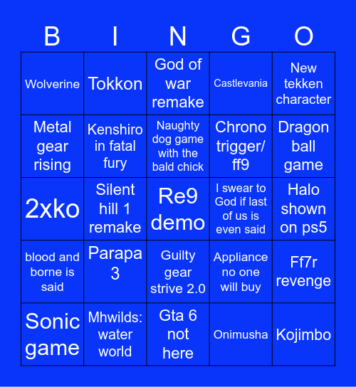 State of play 2026 Bingo Card