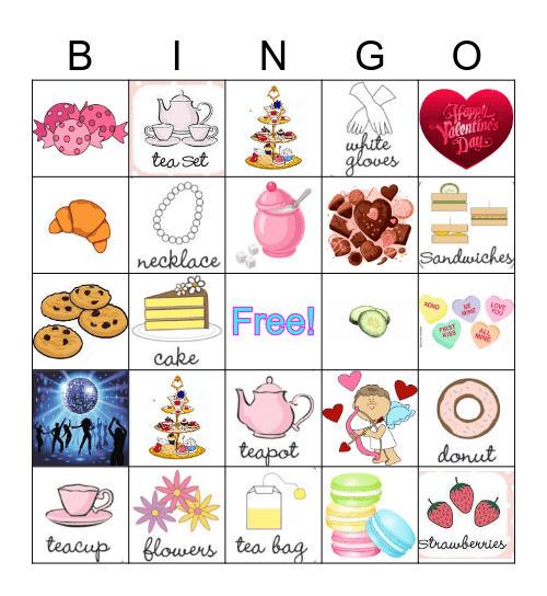 Hearts & Pearls Tea Party Bingo Card