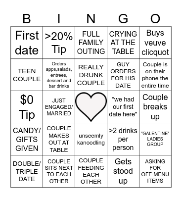 VALENTINE'S DAY SERVER BINGO Card