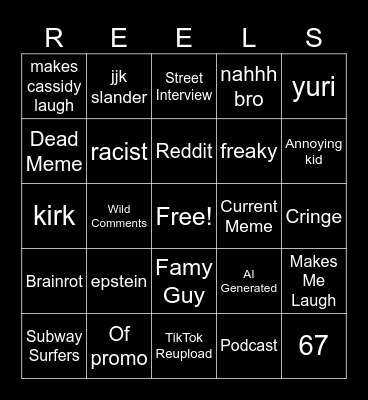 ig reels bingo Card