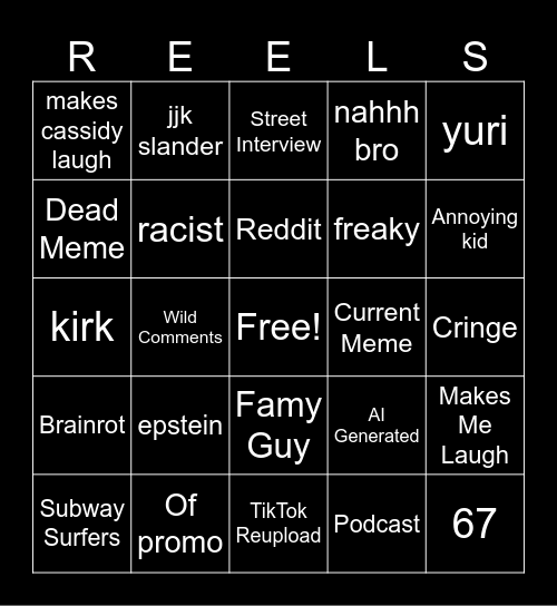 ig reels bingo Card