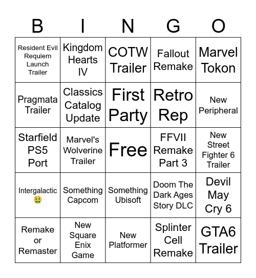 State of Play Feb 2026 Bingo Card