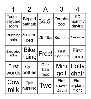 Lexi's Second Year! Bingo Card