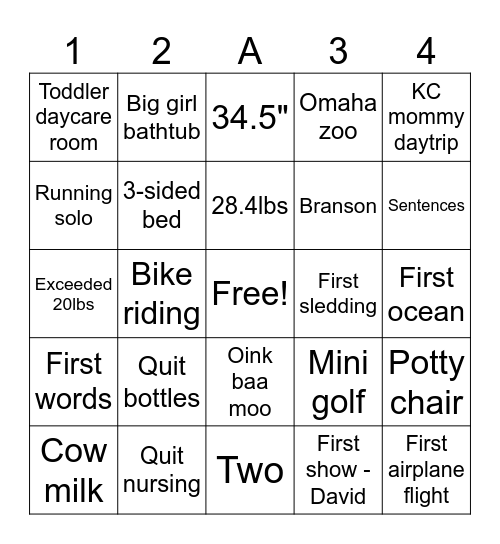 Lexi's Second Year! Bingo Card