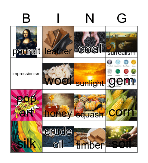 vocabulary review Bingo Card
