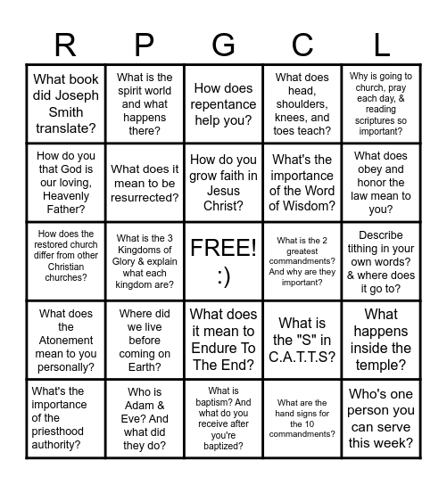 Gospel Is The Way To Go Bingo Card