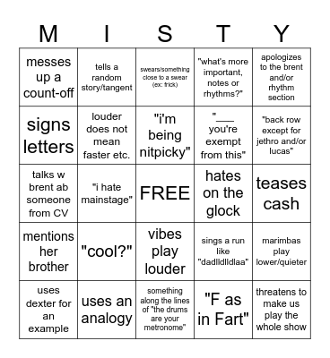misdih Bingo Card