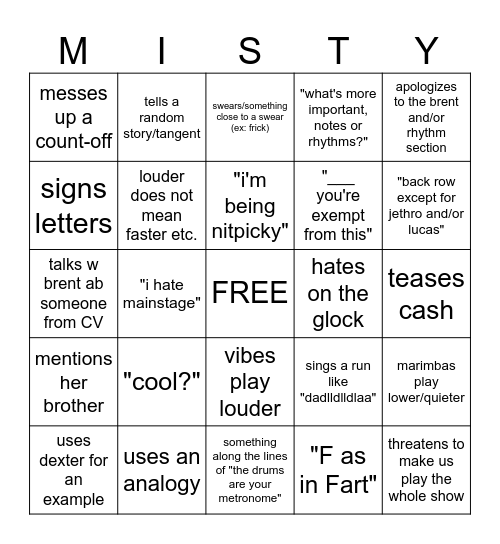 misdih Bingo Card