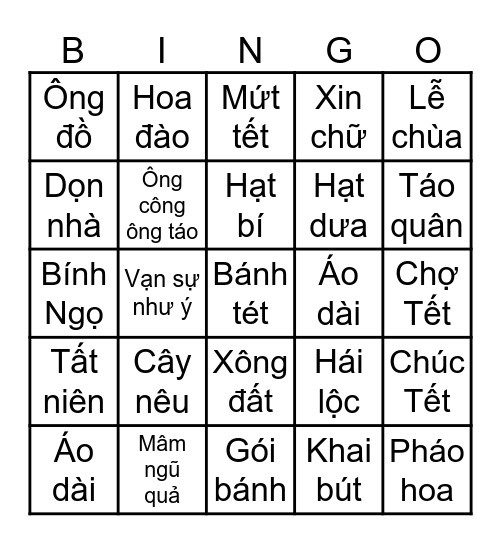 VSVN BINGO! tết tết tết Bingo Card