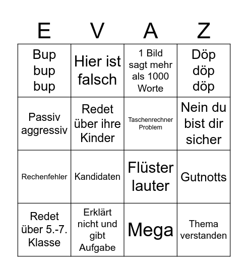 Mathe LK Bingo Card