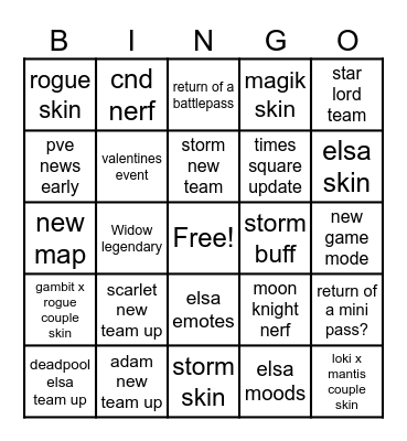 Marvel Rivals Season 6.5 Bingo Card