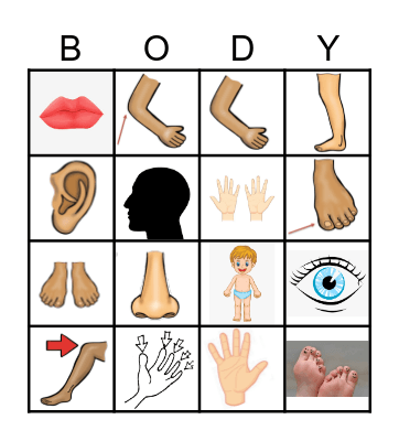 Partes de el Cuerpo Bingo Card