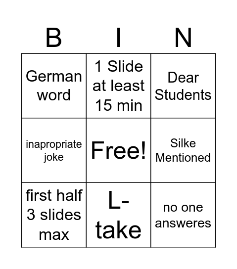 Ringo Bingo Card