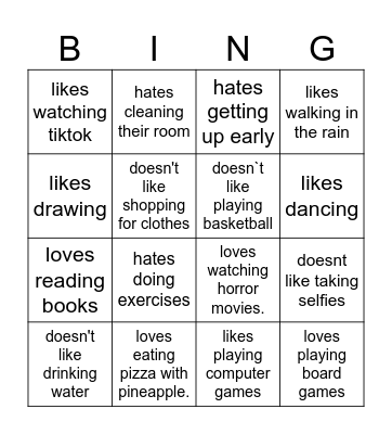 Write name of person that.. Bingo Card