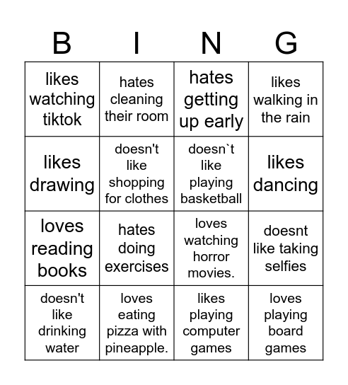 Write name of person that.. Bingo Card