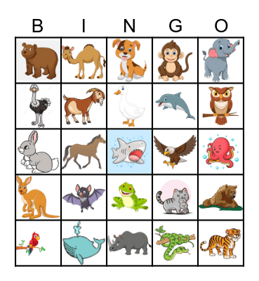 Animal Bingo Card