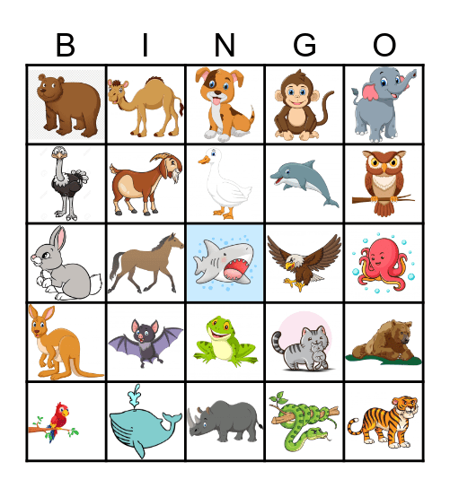 Animal Bingo Card