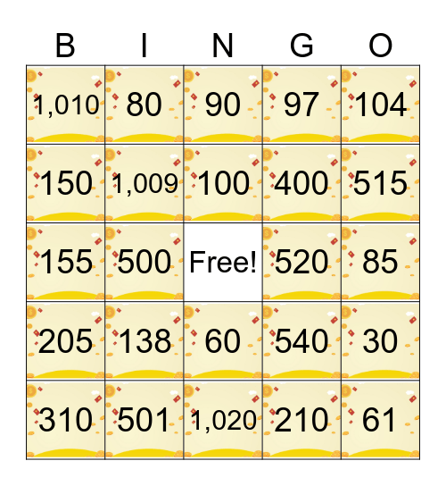 Bingo money Bingo Card