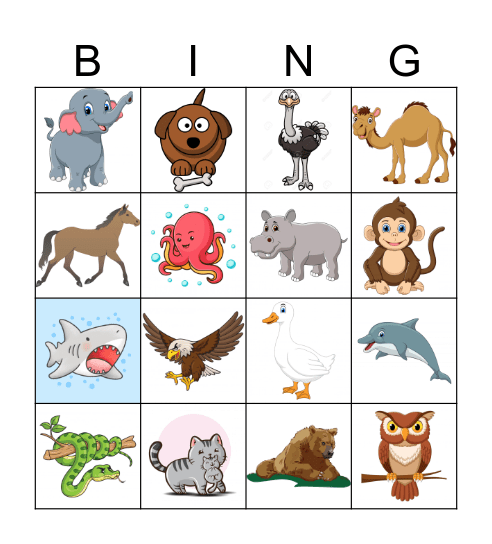 Animal Bingo Card