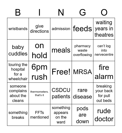 csw bingo Card