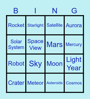 SPACE BINGO Card