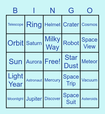 SPACE BINGO Card