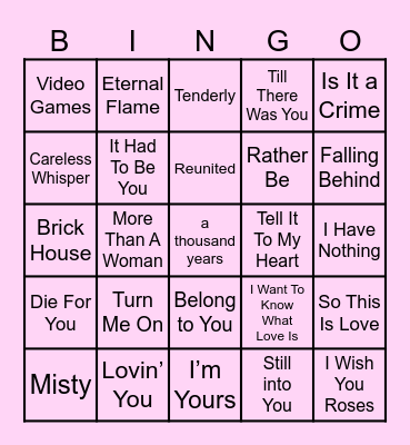 Valentine's Day Musical Bingo Card