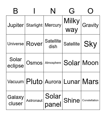 SPACE BINGO Card