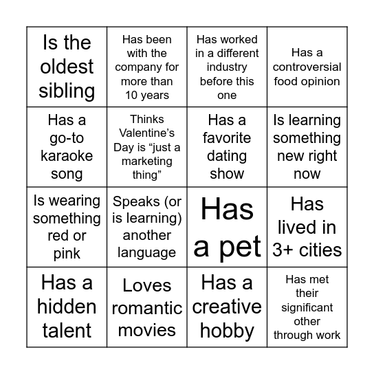Find Someone who.. Bingo Card