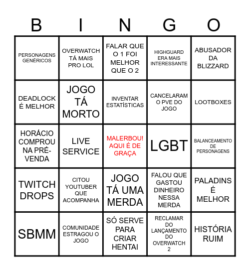 Falácias do Malerba Bingo Card