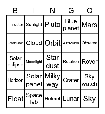 Space Bingo Card