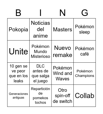 Pokémon Presents 2026 Bingo Card