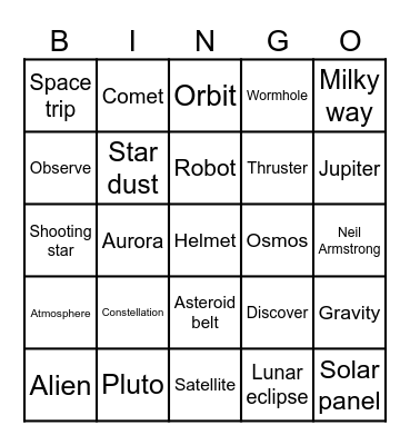 space bingo Card