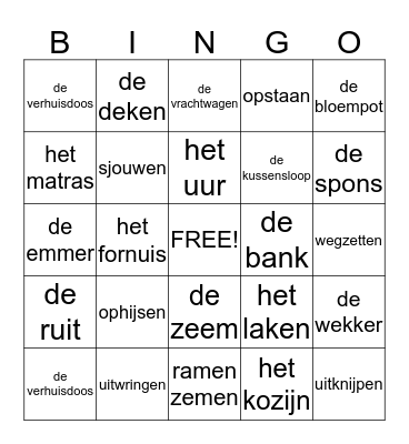 de verhuizing Bingo Card