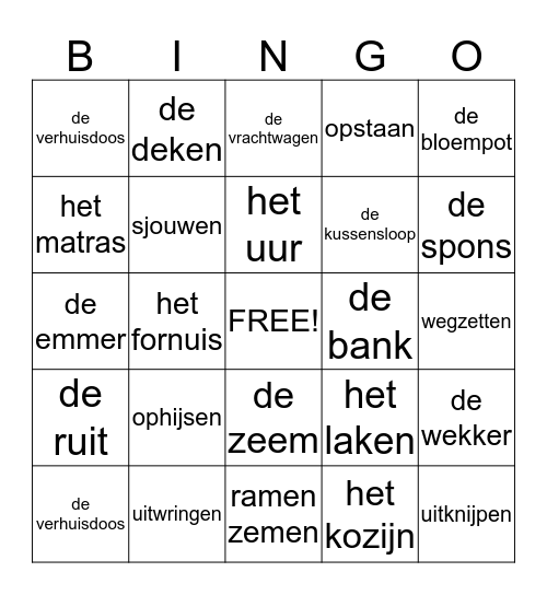 de verhuizing Bingo Card